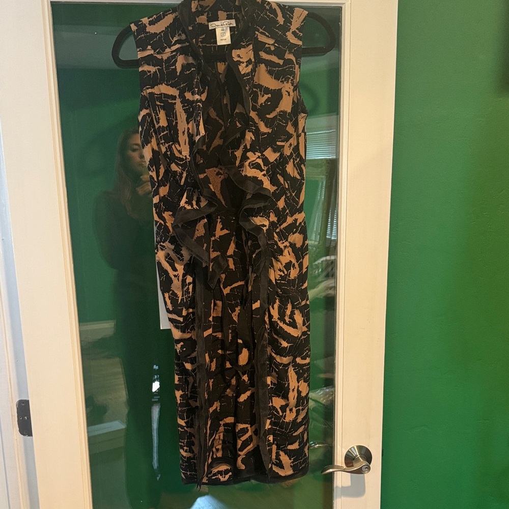 Oscar de le Renta Stylish Black and Tan Women's Dress